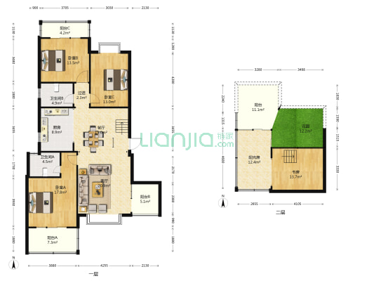 滇池卫城橡尚 4室2厅2卫 115平方