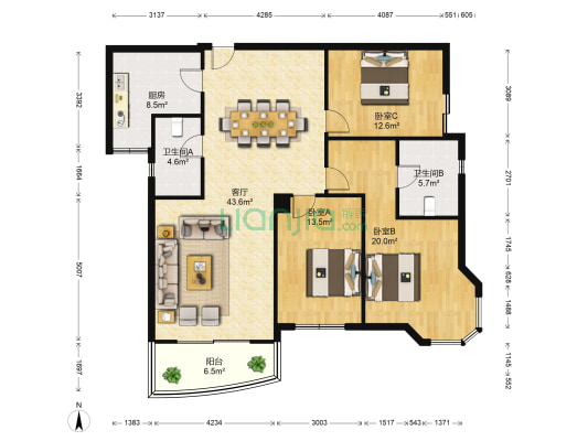 东湖熙园 3室1厅2卫 146平方