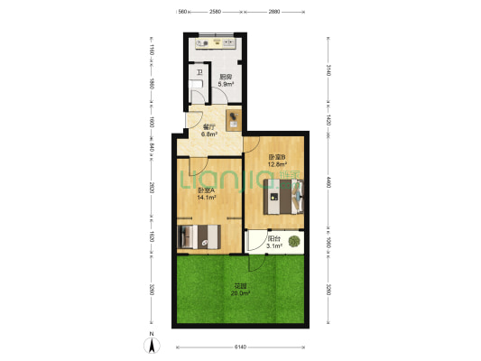 药材站宿舍 2室1厅1卫 59平方