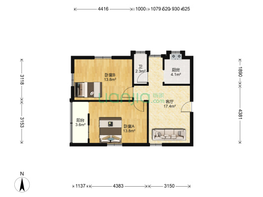 七星路三巷 2室1厅1卫 67平方