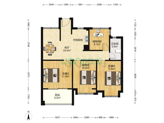 星汇兰亭 2室1厅1卫 89平方