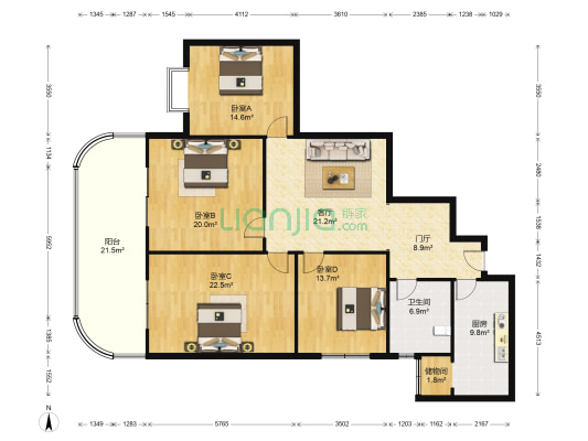 西延铁路小区 4室1厅1卫 153平方