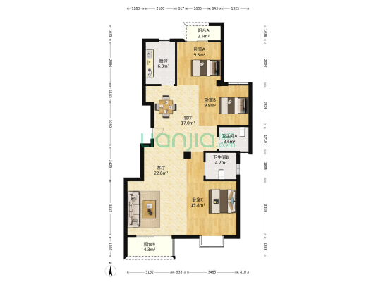 玲珑府园 3室2厅2卫 116平方