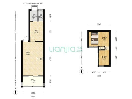 纺机家属院 2室2厅1卫 40平方