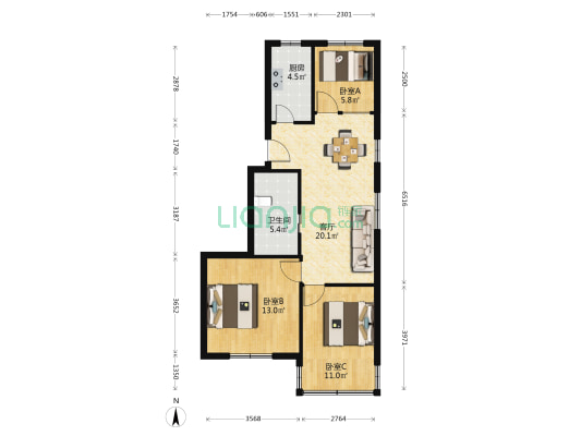 尚书小区 3室1厅1卫 74平方