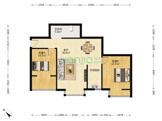 鑫福苑 2室1厅1卫 91平方