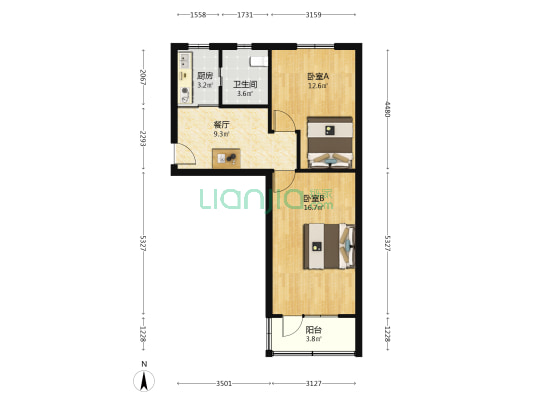 绍兴路17弄 2室1厅1卫 61平方