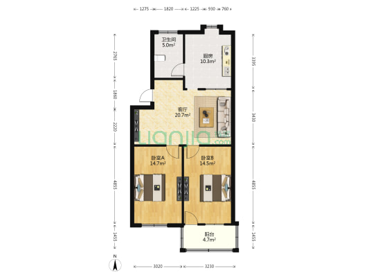 南城仓 2室1厅1卫 84平方