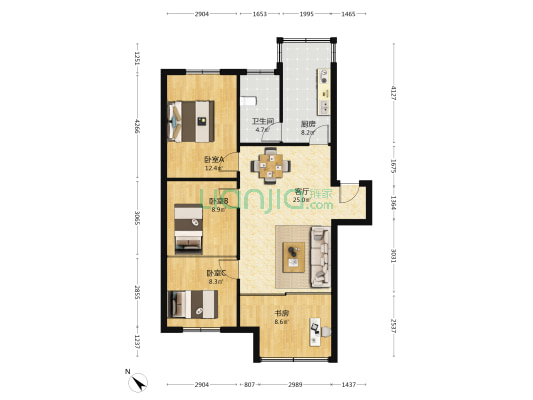 福源宇昊苑 4室1厅1卫 89平方