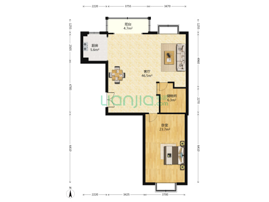 中润国际 1室1厅0卫 118平方