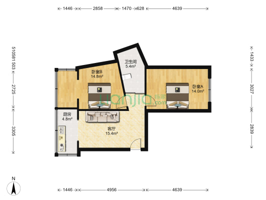 小康小区 2室1厅1卫 66平方