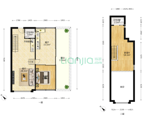 东尚新地 2室2厅2卫 44平方