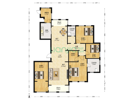 海马壹号公馆 4室2厅2卫 198平方