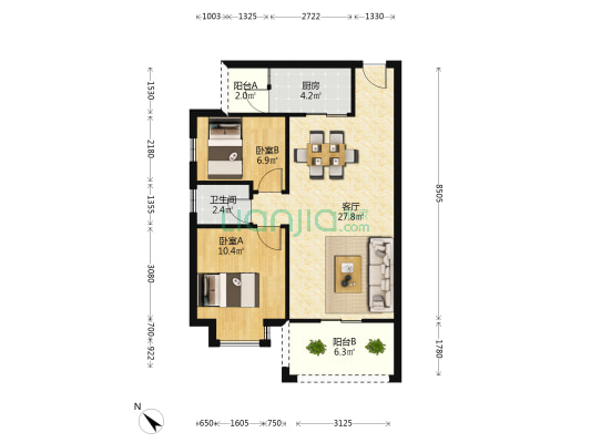 汇德华府 2室1厅1卫 73平方