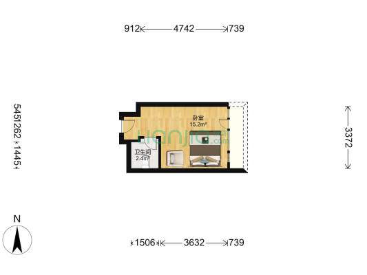 奥园领寓 1室0厅1卫 30平方