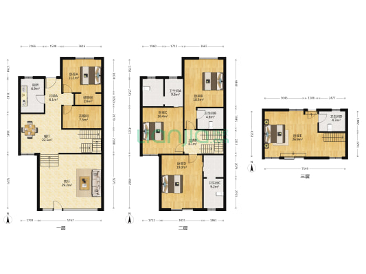 卓达太阳城汉府 5室2厅4卫 242平方