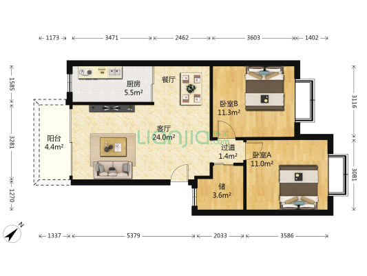 高胜花园 2室1厅0卫 76平方