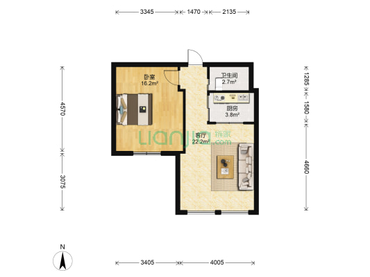 中茵广场 1室1厅1卫 66平方