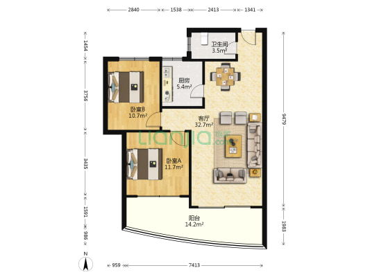 重齿集资楼 2室1厅1卫 100平方
