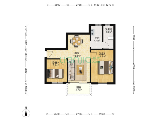 广仁路 2室1厅1卫 59平方