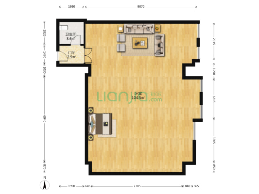 百川大厦 1室0厅1卫 154平方