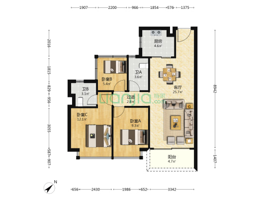 碧桂园潼湖凤凰湾 3室1厅2卫 93平方