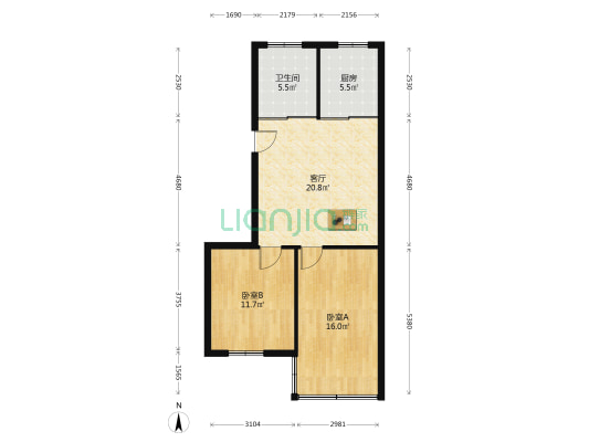 沿江西路90号 2室1厅1卫 73平方