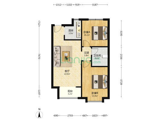 中州壹号 2室1厅1卫 83平方