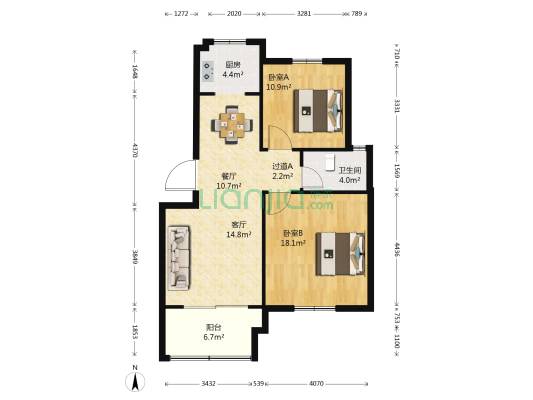 御汇苑 2室2厅1卫 84平方