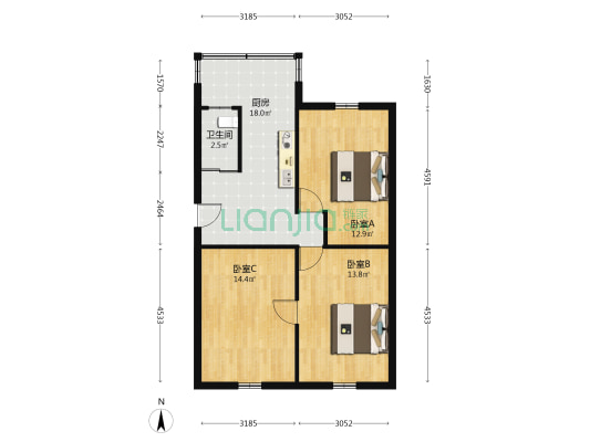 省建宿舍 3室0厅1卫 77平方