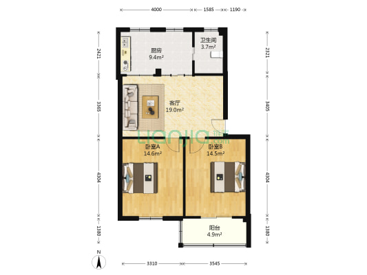 张斌社区 2室1厅1卫 78平方