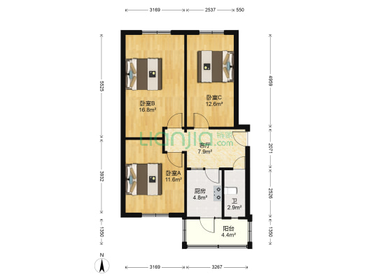 吉祥里 3室1厅1卫 75平方