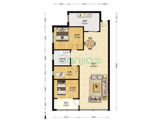 金昌花园 3室1厅1卫 111平方