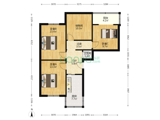 奎星楼街10号 3室0厅1卫 76平方