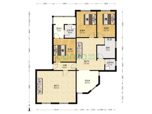 青江苑 3室2厅2卫 140平方
