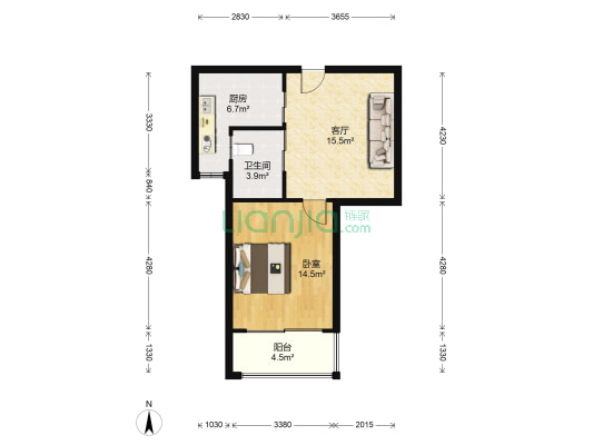 丰裕园二期 1室1厅1卫 64平方