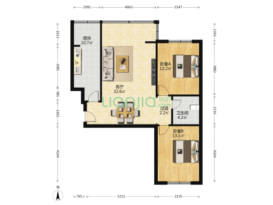 锦园小区 2室1厅1卫 103平方