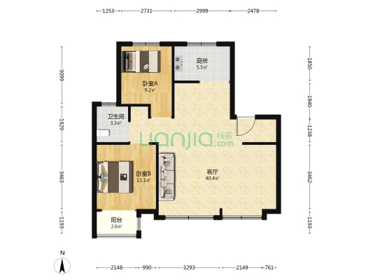 春风十里 2室1厅1卫 96平方