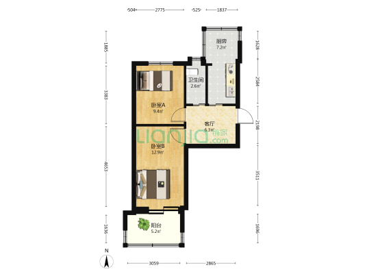 棉机家属院 2室1厅1卫 47平方