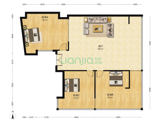 稻谷国际中心 3室1厅0卫 283平方