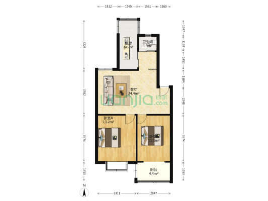 书林嘉园二村 2室1厅1卫 78平方