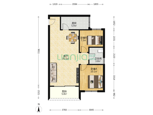 永和新村 2室1厅1卫 73平方