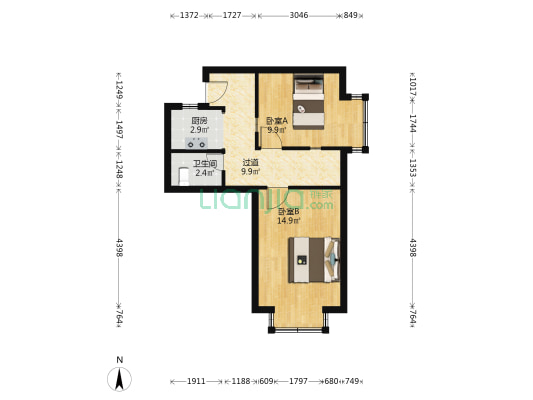 34中建民街 2室0厅1卫 53平方
