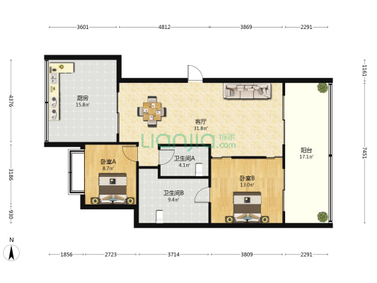 和熙公馆 2室1厅2卫 115平方