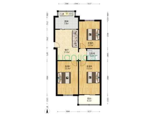 陕西艺术职业学院西家属区 3室1厅1卫 88平方