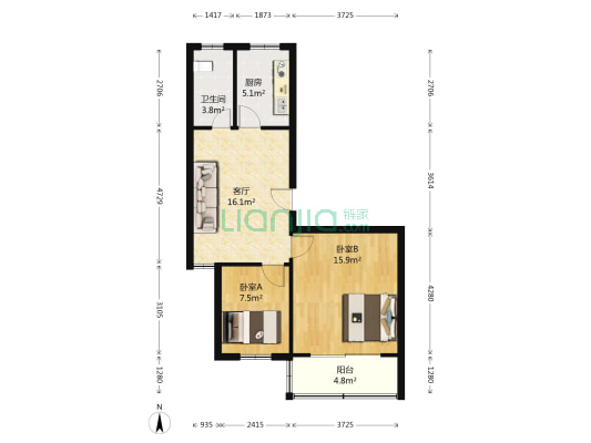 热河南路 2室1厅1卫 66平方