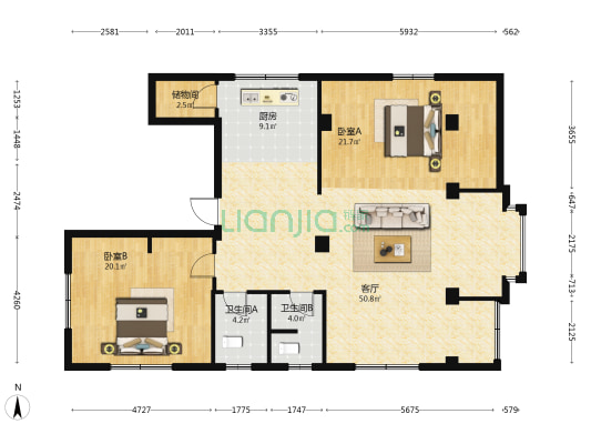 柳江大道 2室1厅2卫 145平方