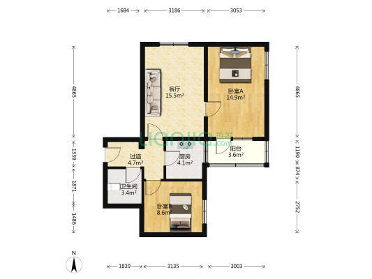 广渠门外大街路北区 2室1厅1卫 70平方