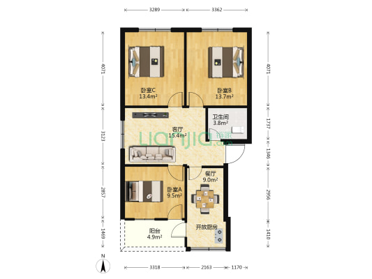 街心路69号 3室2厅1卫 78平方