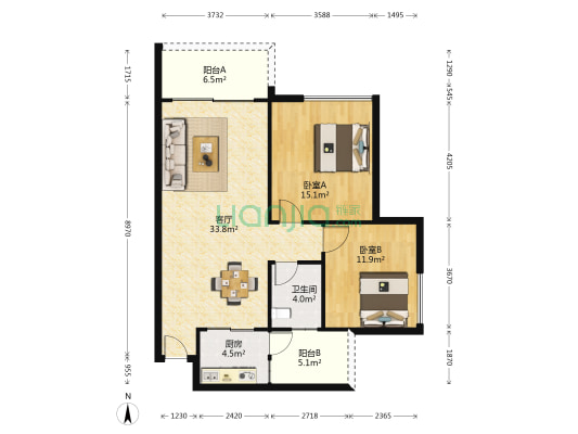 建安广场 2室1厅1卫 98平方